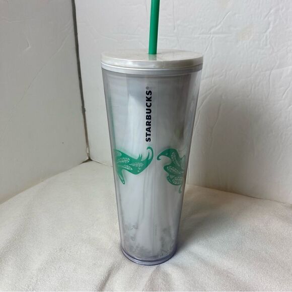 Starbucks New With Tags Christmas 2022 Pearlized Mermaid white Green Tumbler - Picture 3 of 6